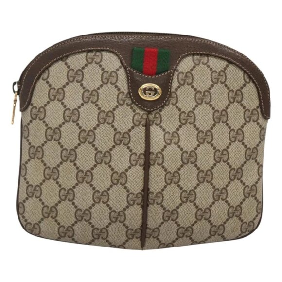 GUCCI GG Supreme Web Sherry Line Bag PVC Beige Gold 904 02 047 Auth - Picture 14 of 16